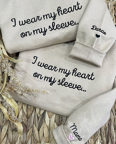 Embroidered I Wear My Heart On My Sleeve Sweater KIDS - Cute as a Button by Laura