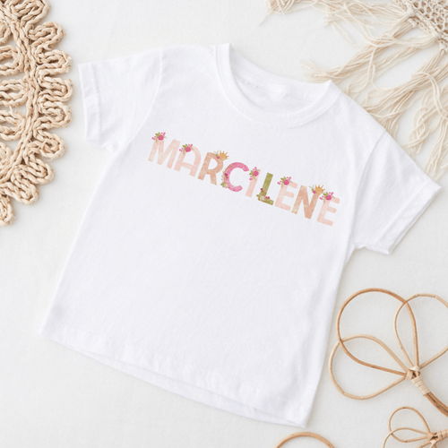Floral Letter Name Tee - Cute as a Button by Laura
