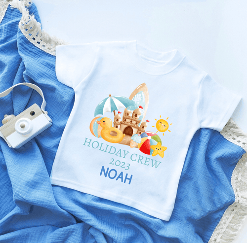 Holiday Crew Tee Blue - Cute as a Button by Laura