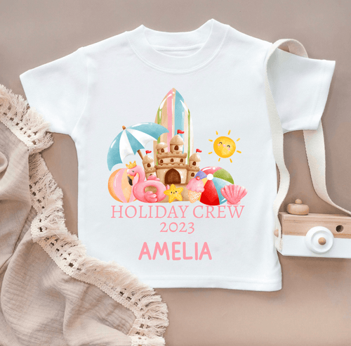 Holiday Crew Tee Pink - Cute as a Button by Laura