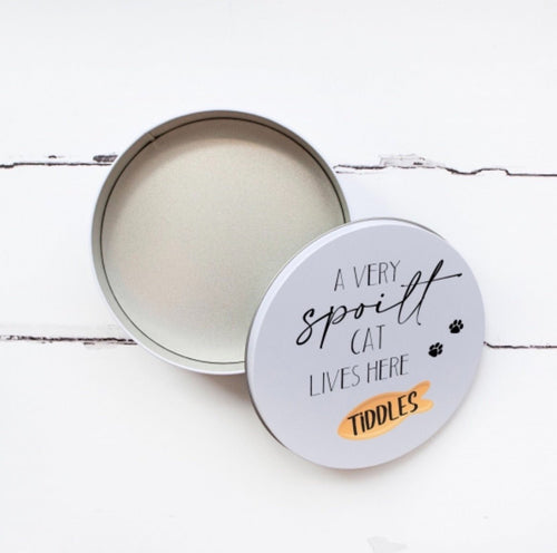 Personalised Cat Treat Tin - Cute as a Button by Laura