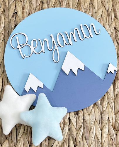 Scandi Mountain Plaque - Cute as a Button by Laura