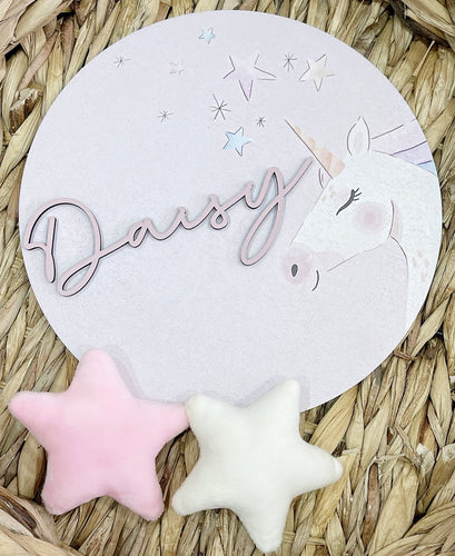 Unicorn Printed Plaque - Cute as a Button by Laura