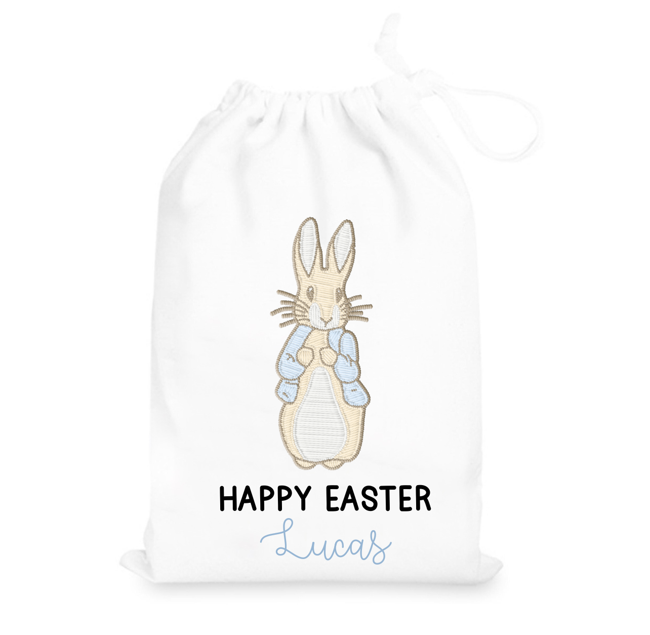 Embroidery Style Peter Bunny Gift Sack (Pink or Blue)