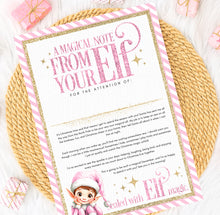 Load image into Gallery viewer, Elf Arrival Note Certificate (Red, Pink or Blue)
