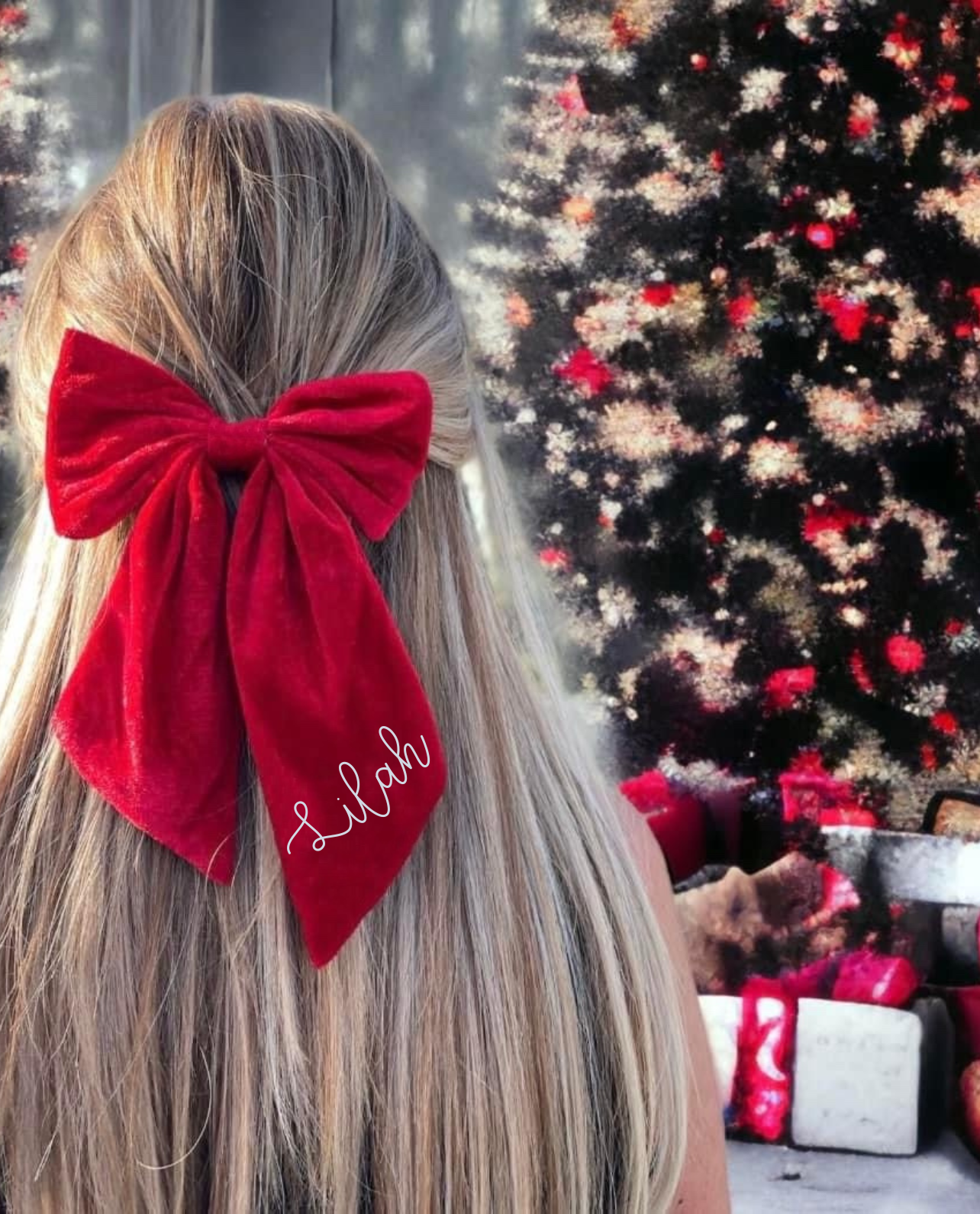 Large Christmas Velvet Hair Bow