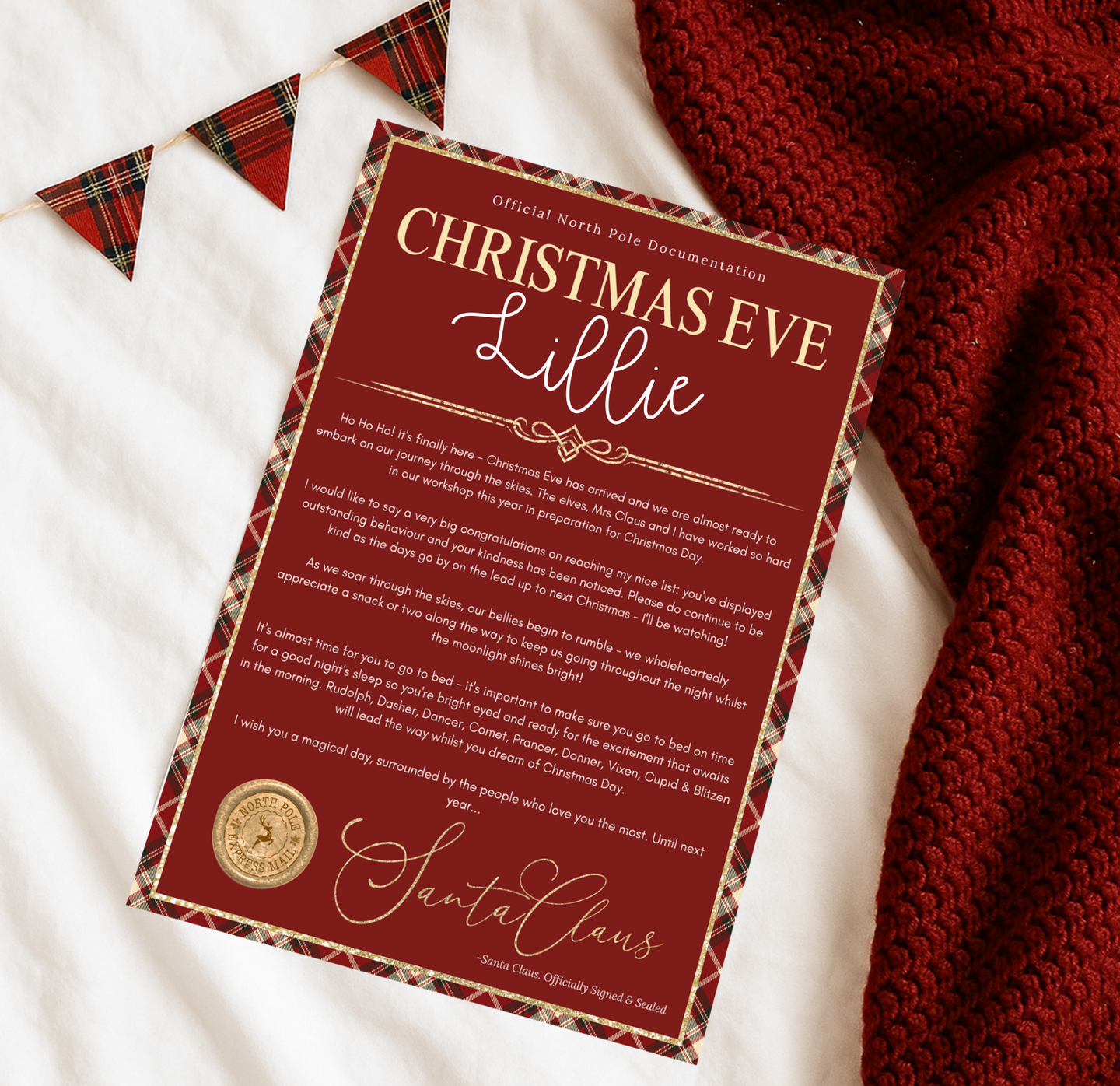 Red Glitter Christmas Eve Certificate