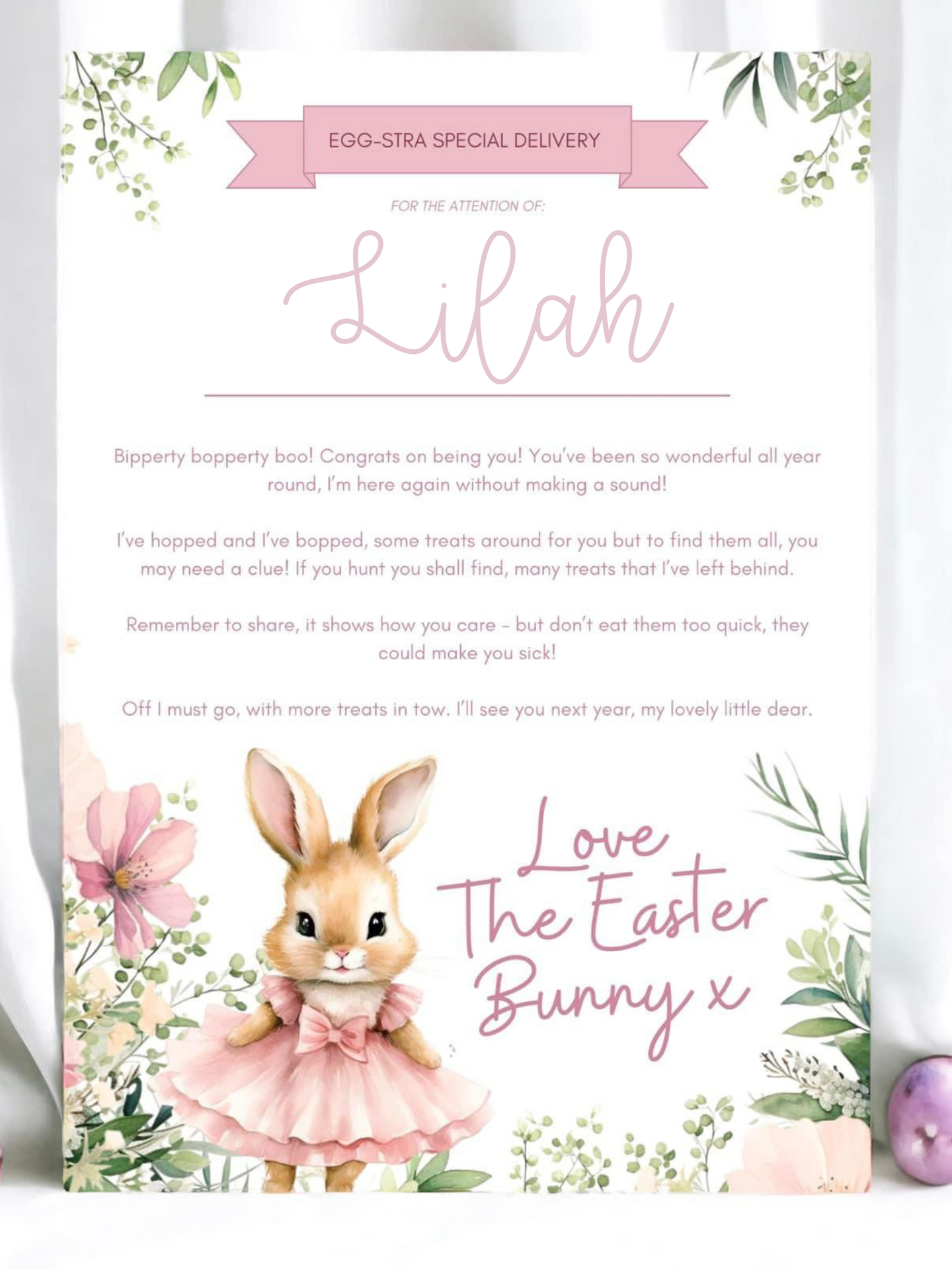 Easter Bunny Letter (Pink or Blue)