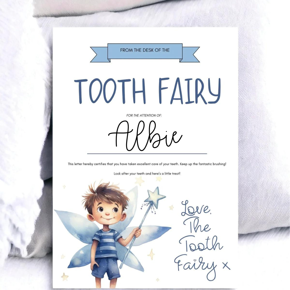 Tooth Fairy Certificate (Pink or Blue)