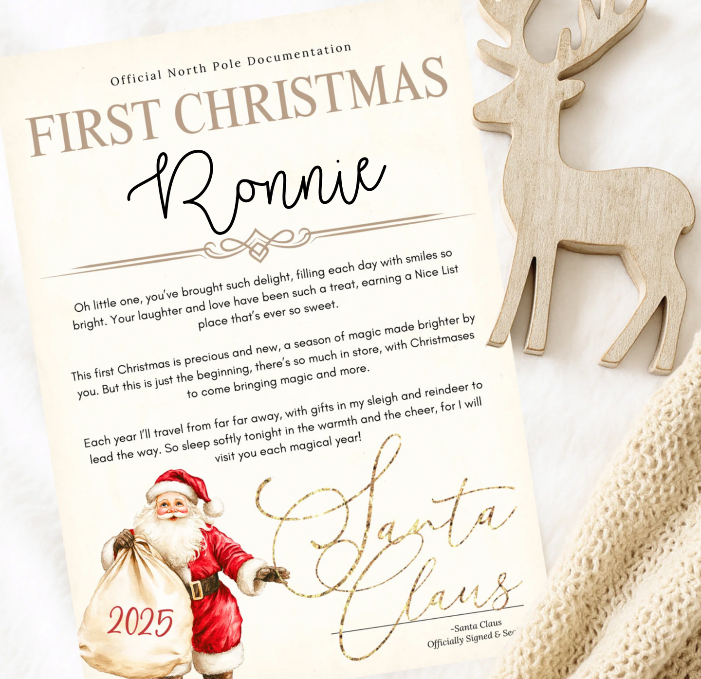 Santa Sack First Christmas Certificate