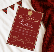 Load image into Gallery viewer, Red Glitter Naughty Certificate

