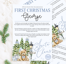Load image into Gallery viewer, Teddy First Christmas Certificate (Pink, Blue or Red)
