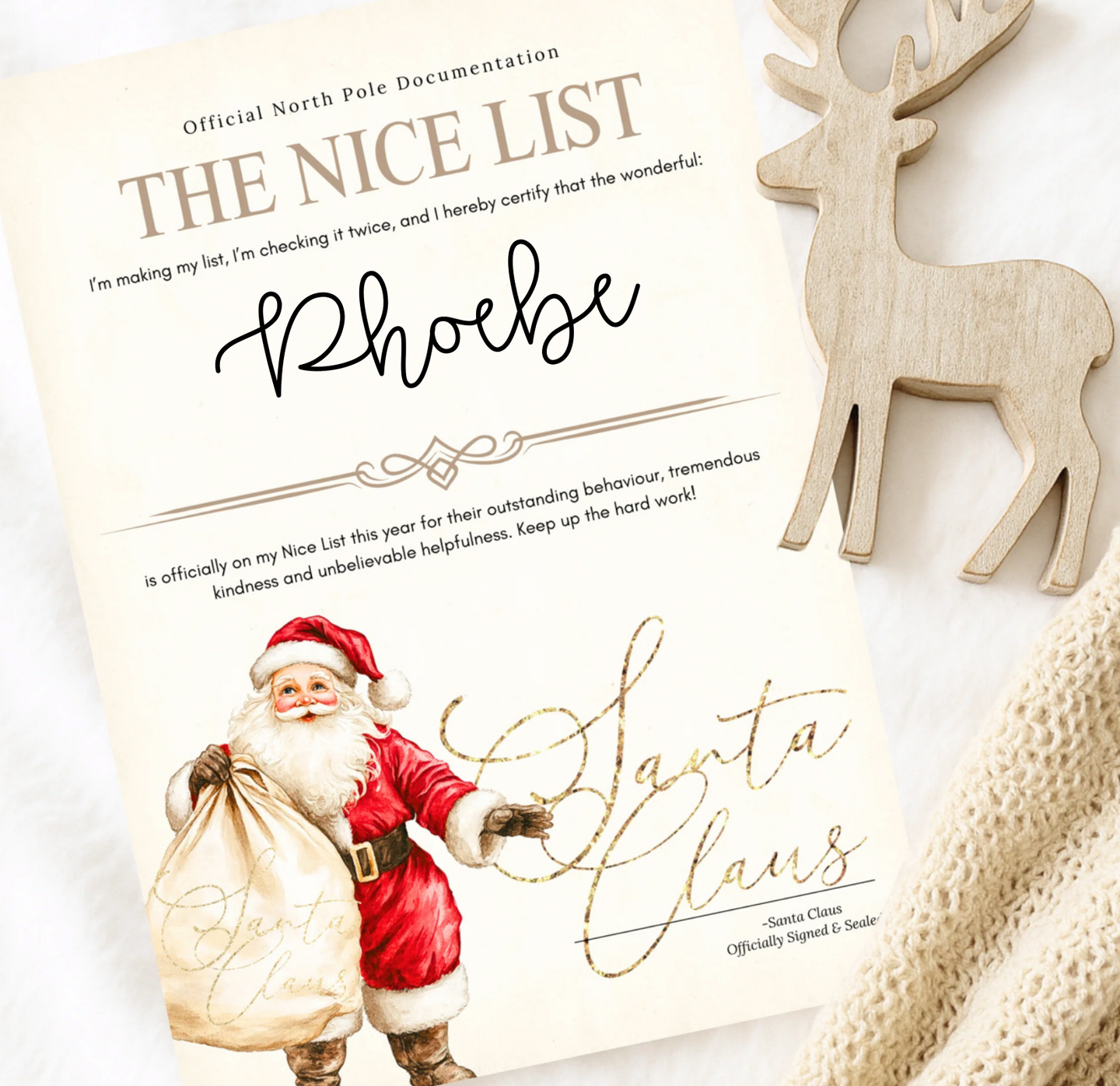 Santa Sack Nice List Certificate