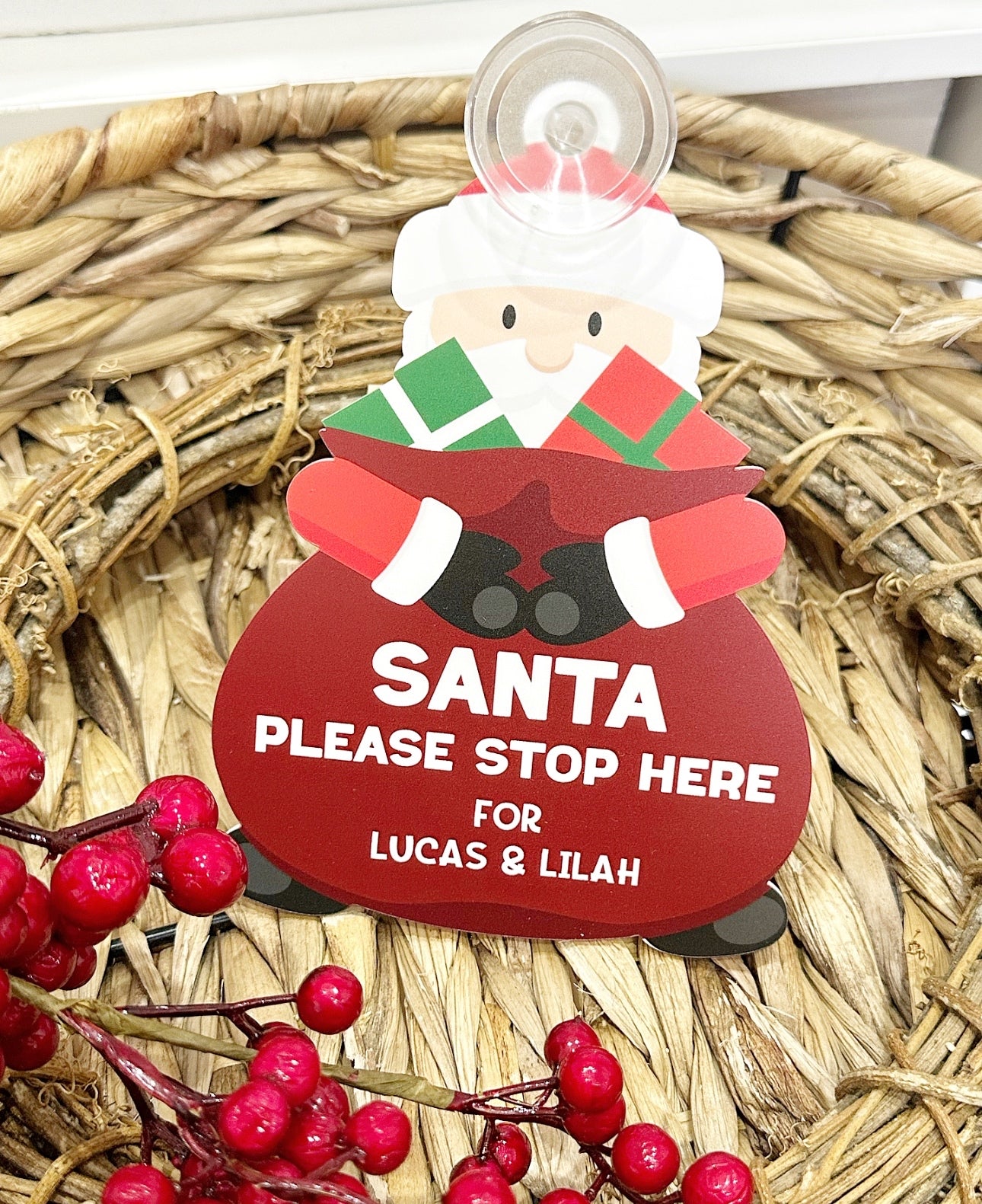 Santa Stop Here Window Sign