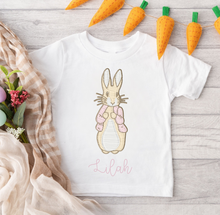 Load image into Gallery viewer, Embroidery Style Peter Bunny Tee (Pink or Blue)
