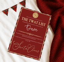 Load image into Gallery viewer, Red Glitter Naughty Certificate
