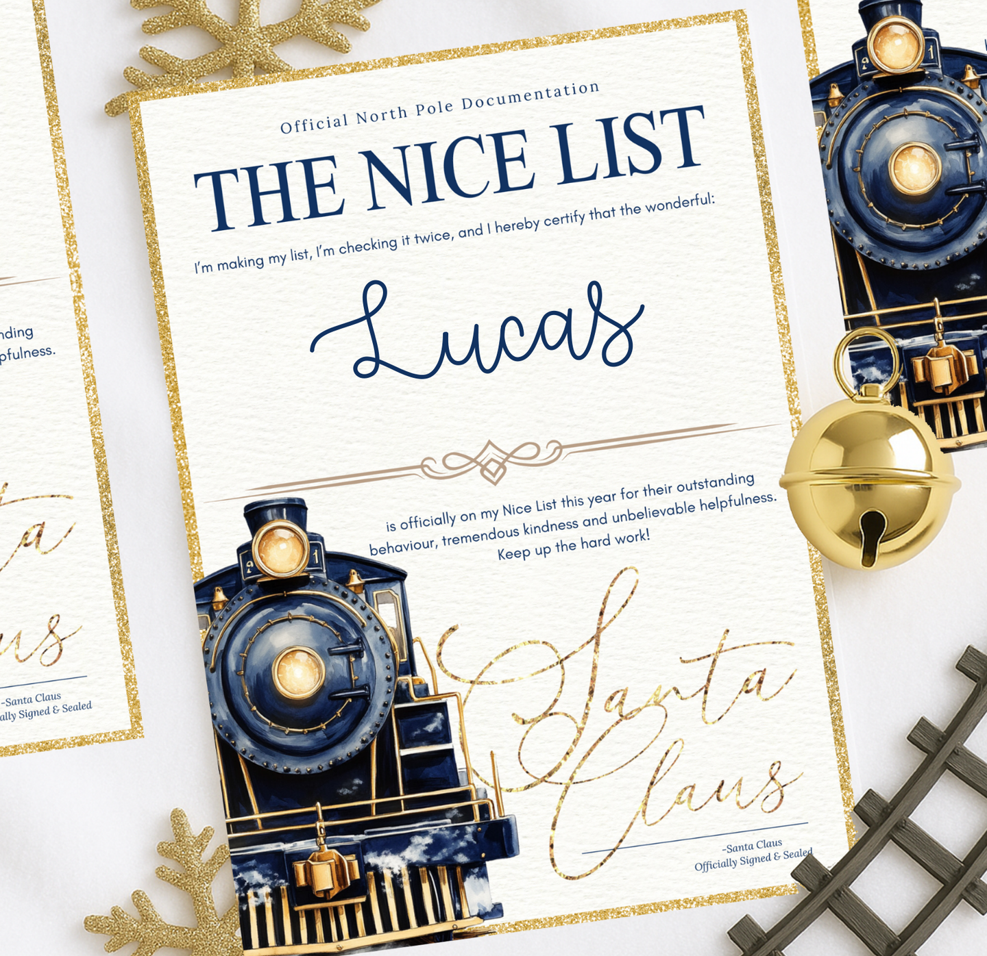 Polar Express Nice List Certificate (Pink or Blue)