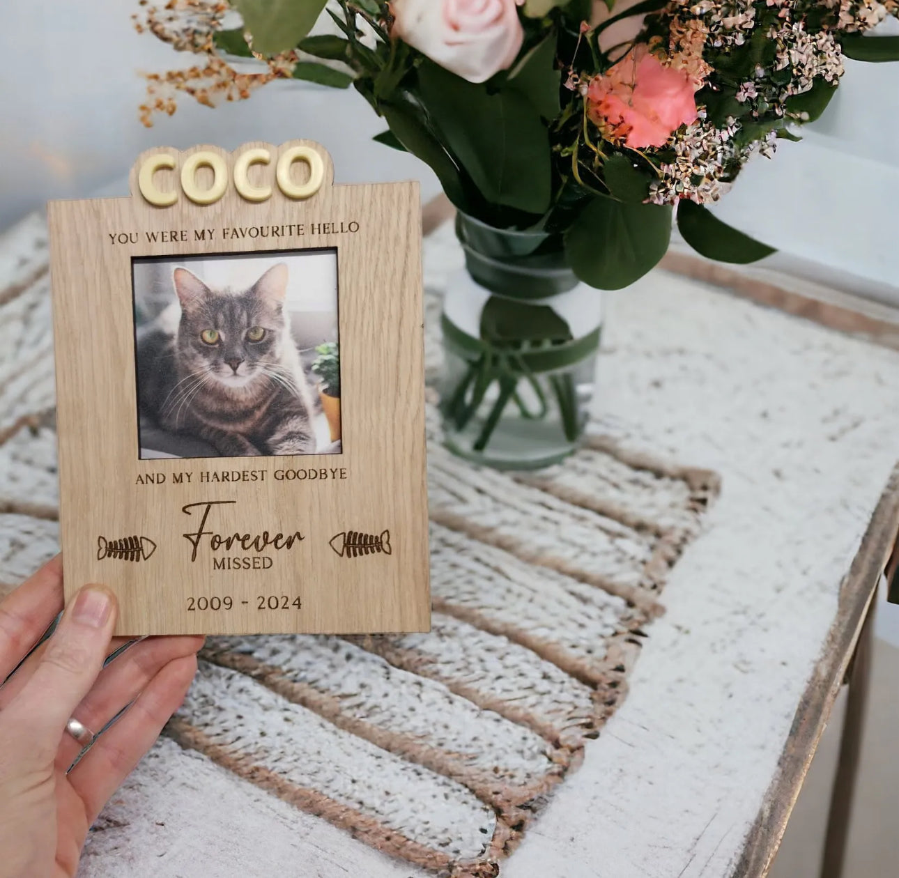 Oak Printed Pet Photo Frame (Cats)