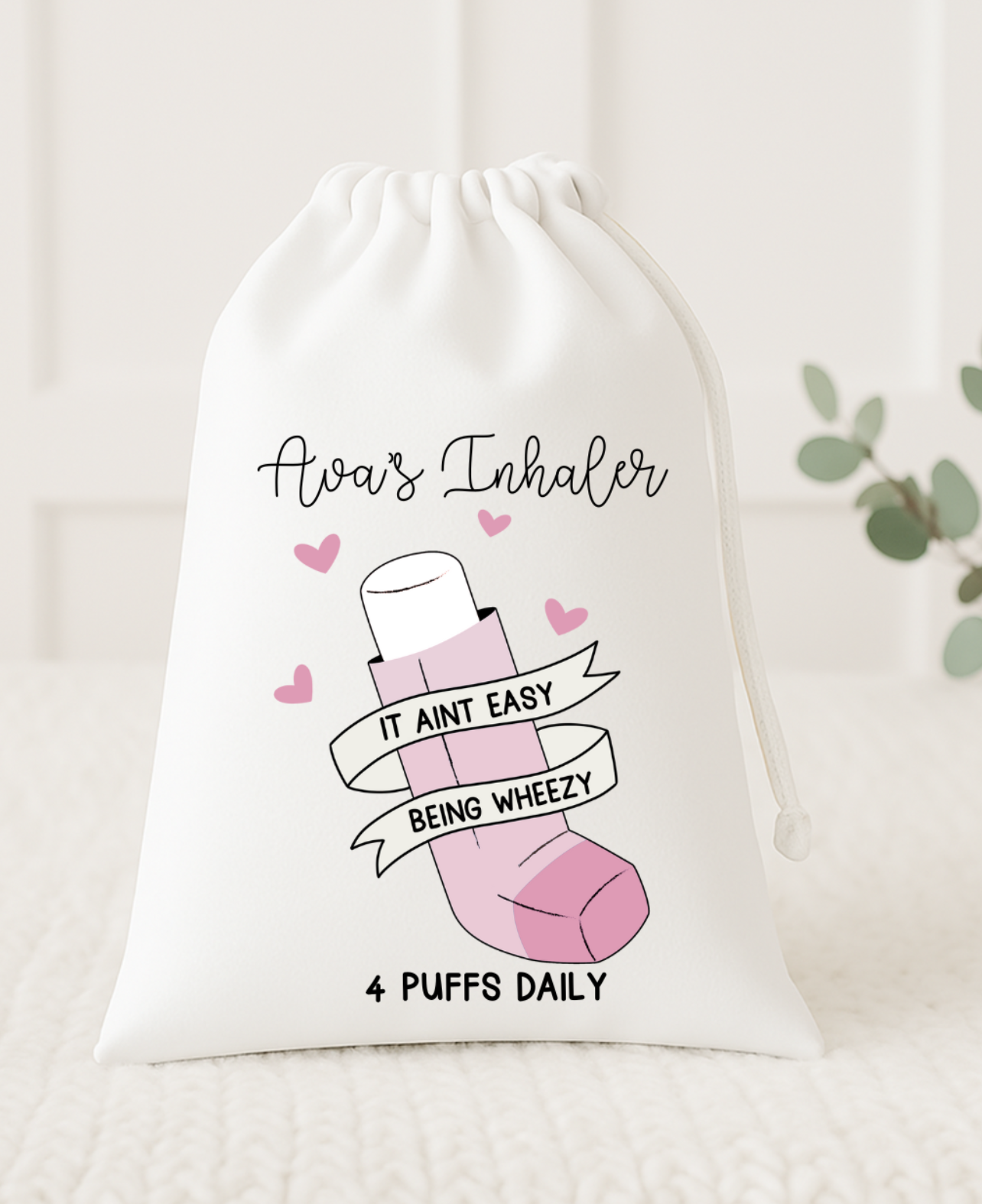 Personalised Inhaler Bag (Pink or Blue)