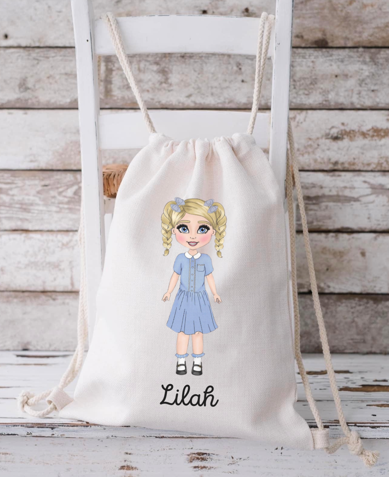 School Girl Drawstring Backpack