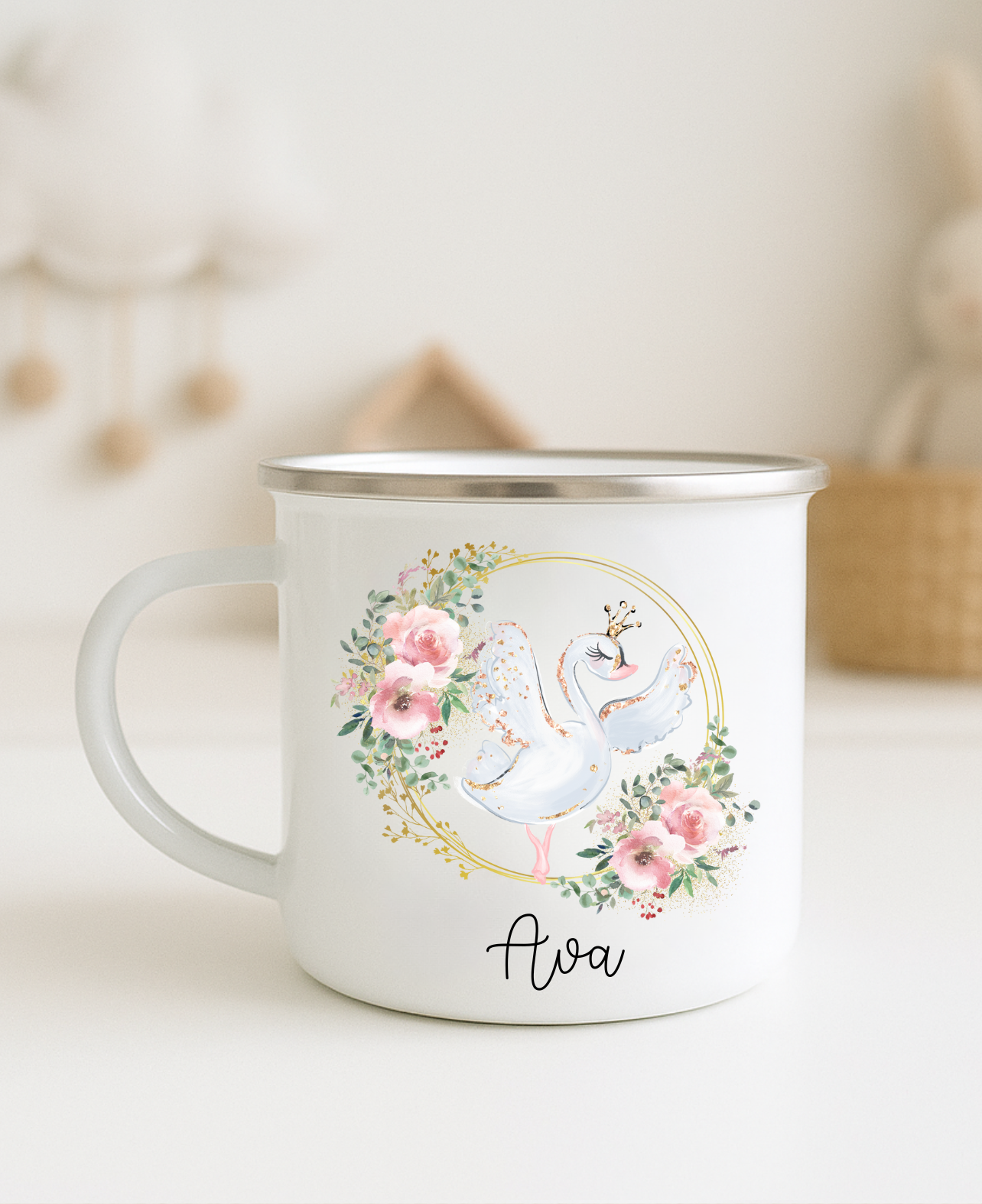 Swan Enamel Mug