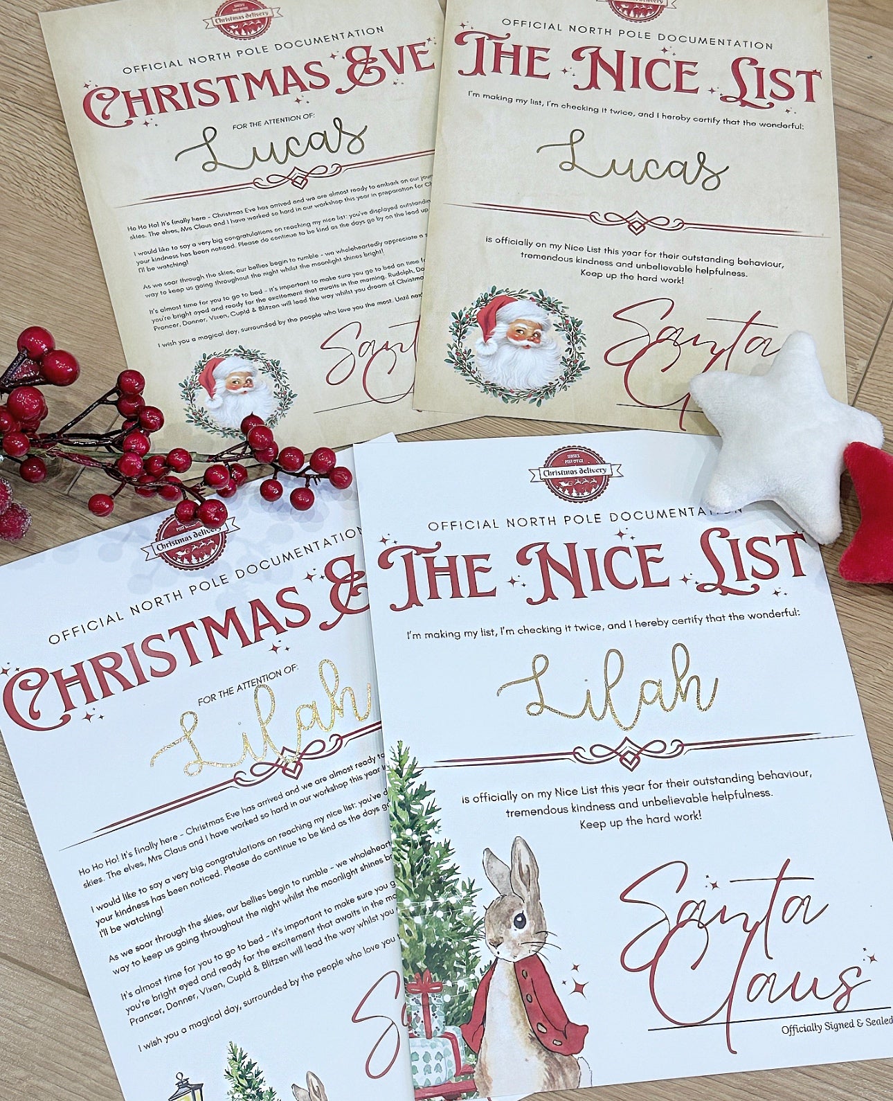 Nice List Certificate & Christmas Eve Letter Set