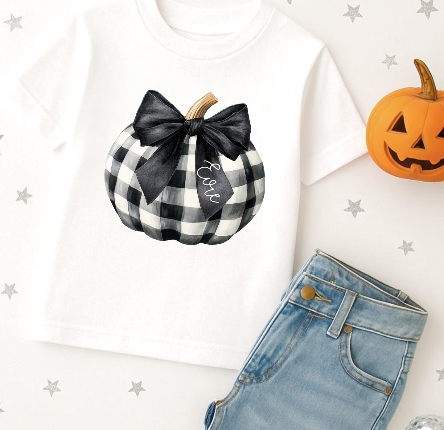 Black & White Gingham Pumpkin Tee