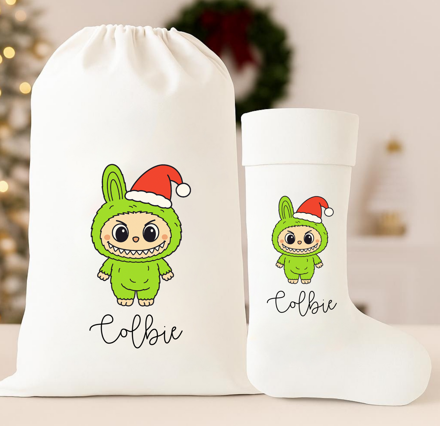 Green Labubu Large Sack/Stocking