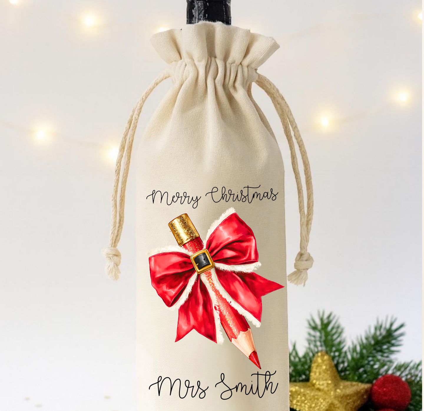 Christmas Teacher Bottle Gift Bag