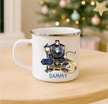 Load image into Gallery viewer, Polar Express Initial Enamel Mug (Pink or Blue)
