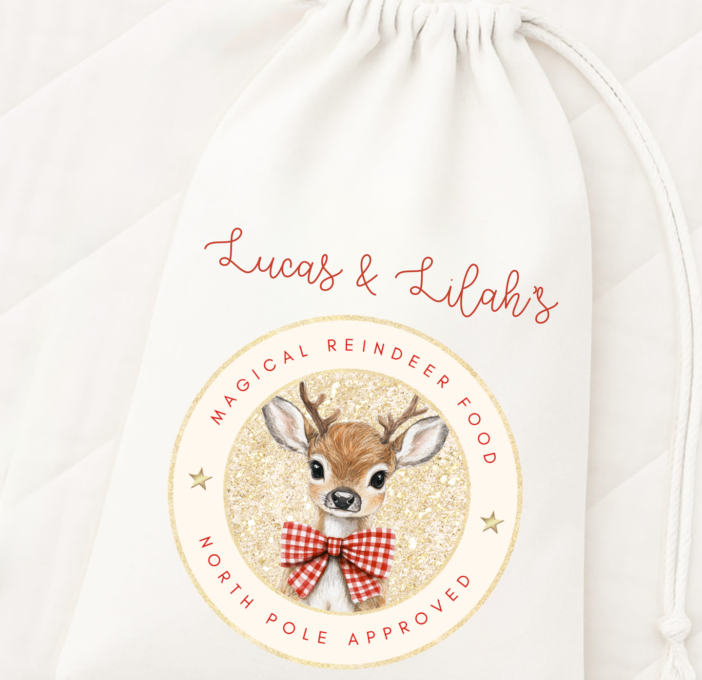 Small Drawstring Reindeer Food Bag