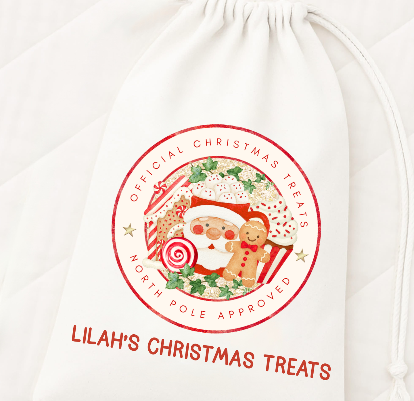 Drawstring Christmas Treats Bag