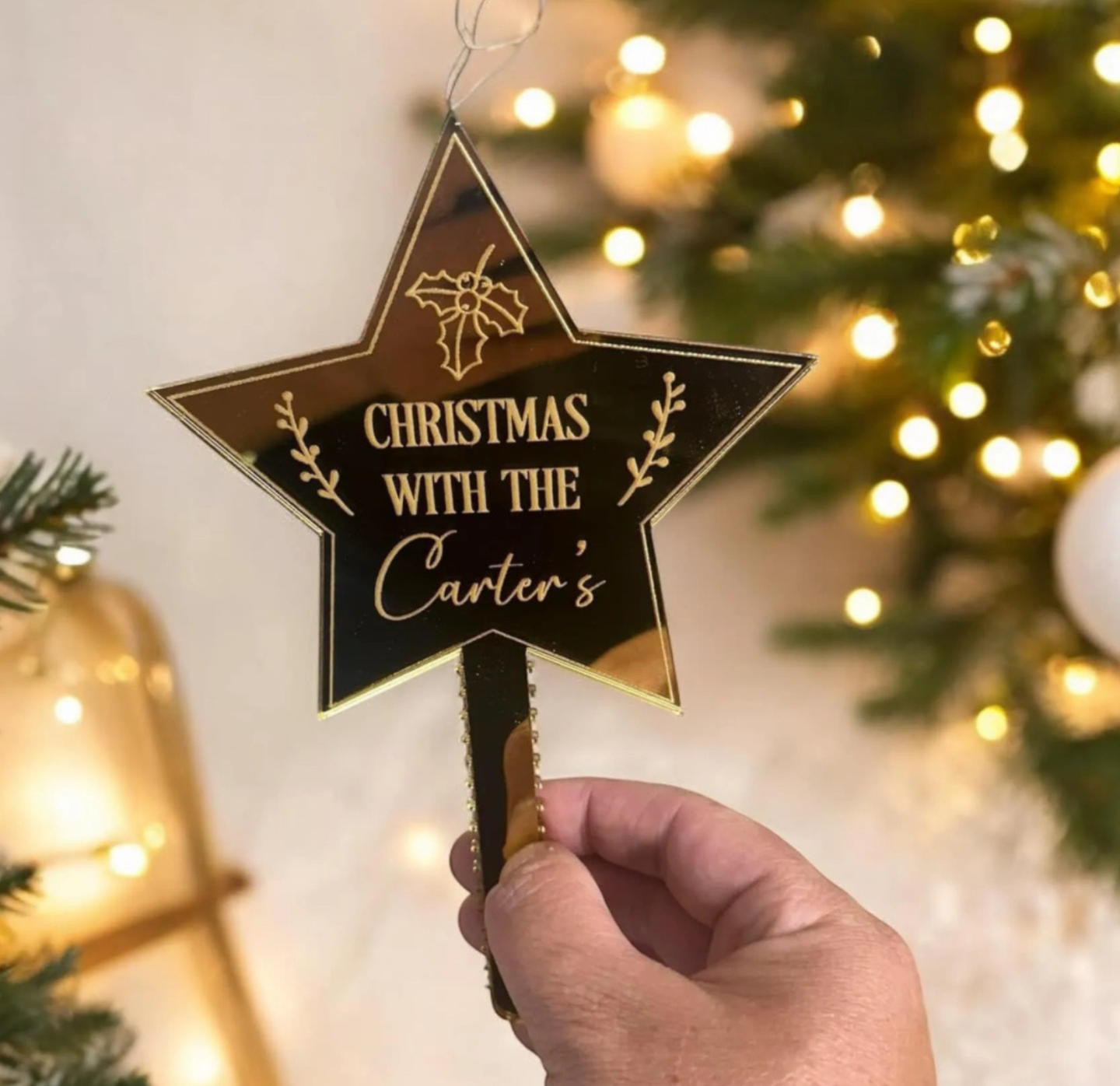 Mirrored Engraved Star Tree Topper (x3 Mirror Colours)
