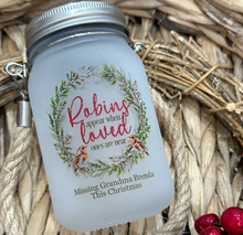 Load image into Gallery viewer, Robins Appear Christmas Solar Mason Jar
