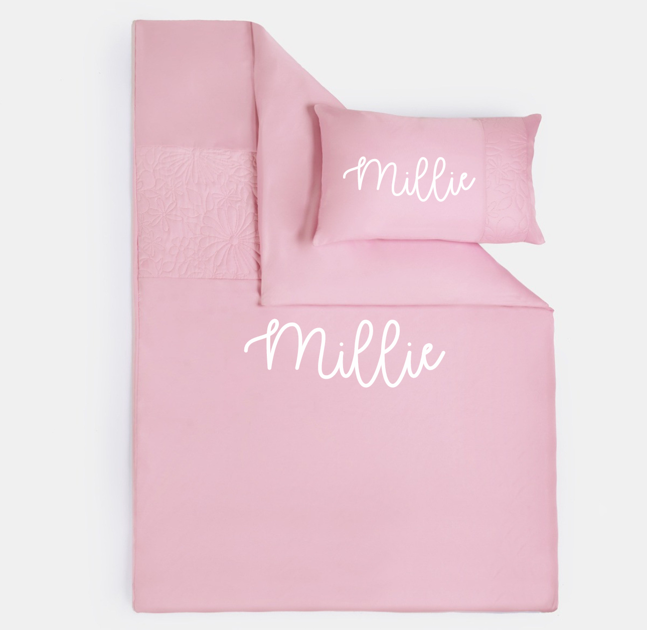 Personalised Pink Flower Bedding Set