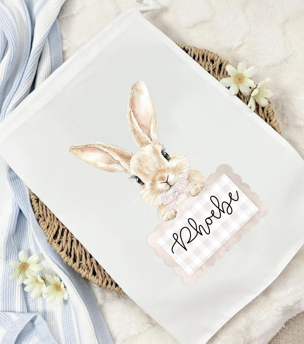 Gingham Easter Bunny Treat Sack Neutral