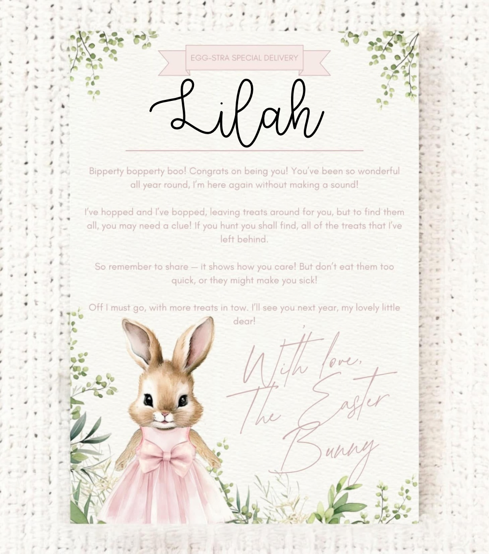 Easter Bunny Letter (Pink or Blue)