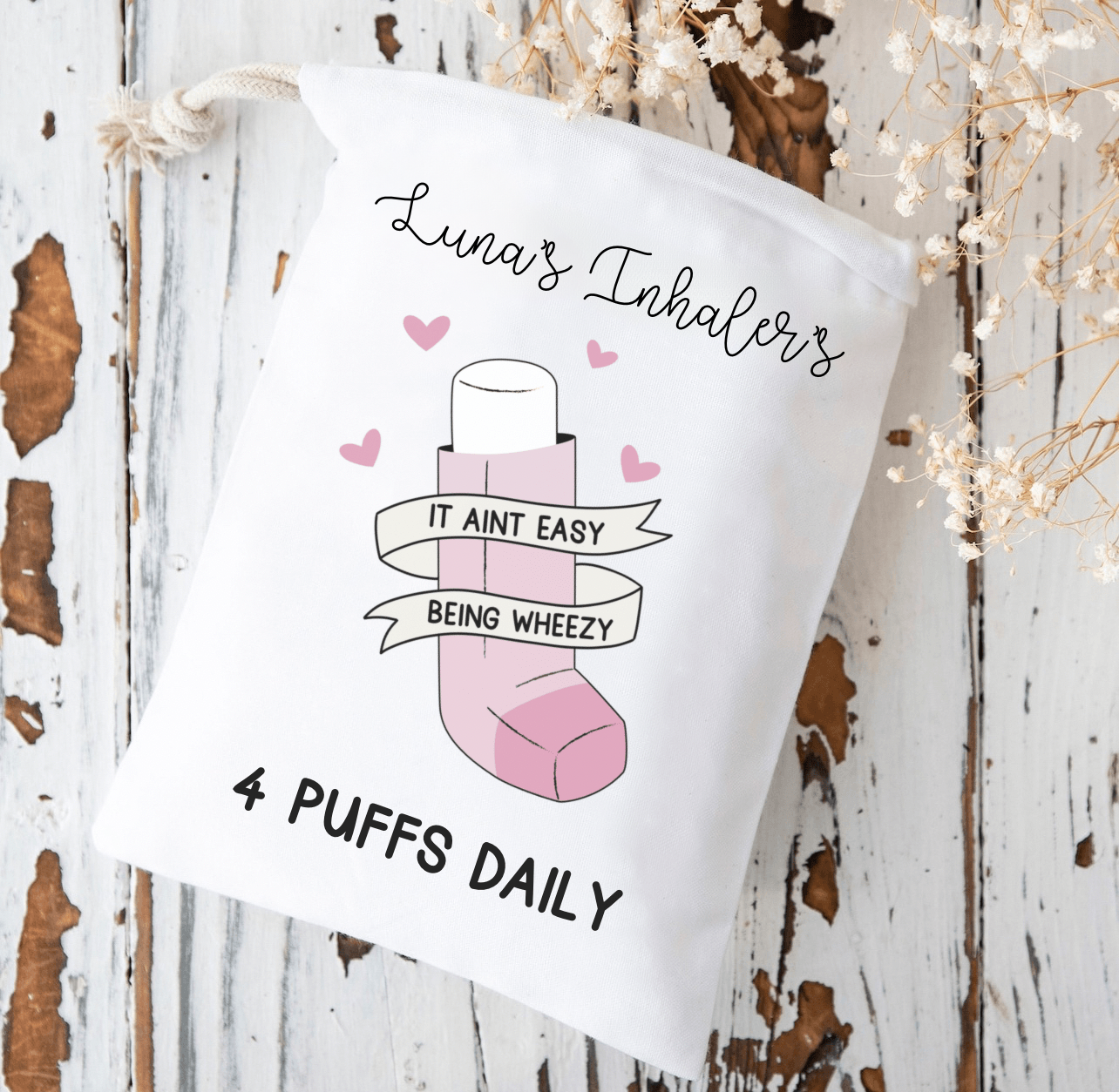 Personalised Inhaler Bag (Pink or Blue)