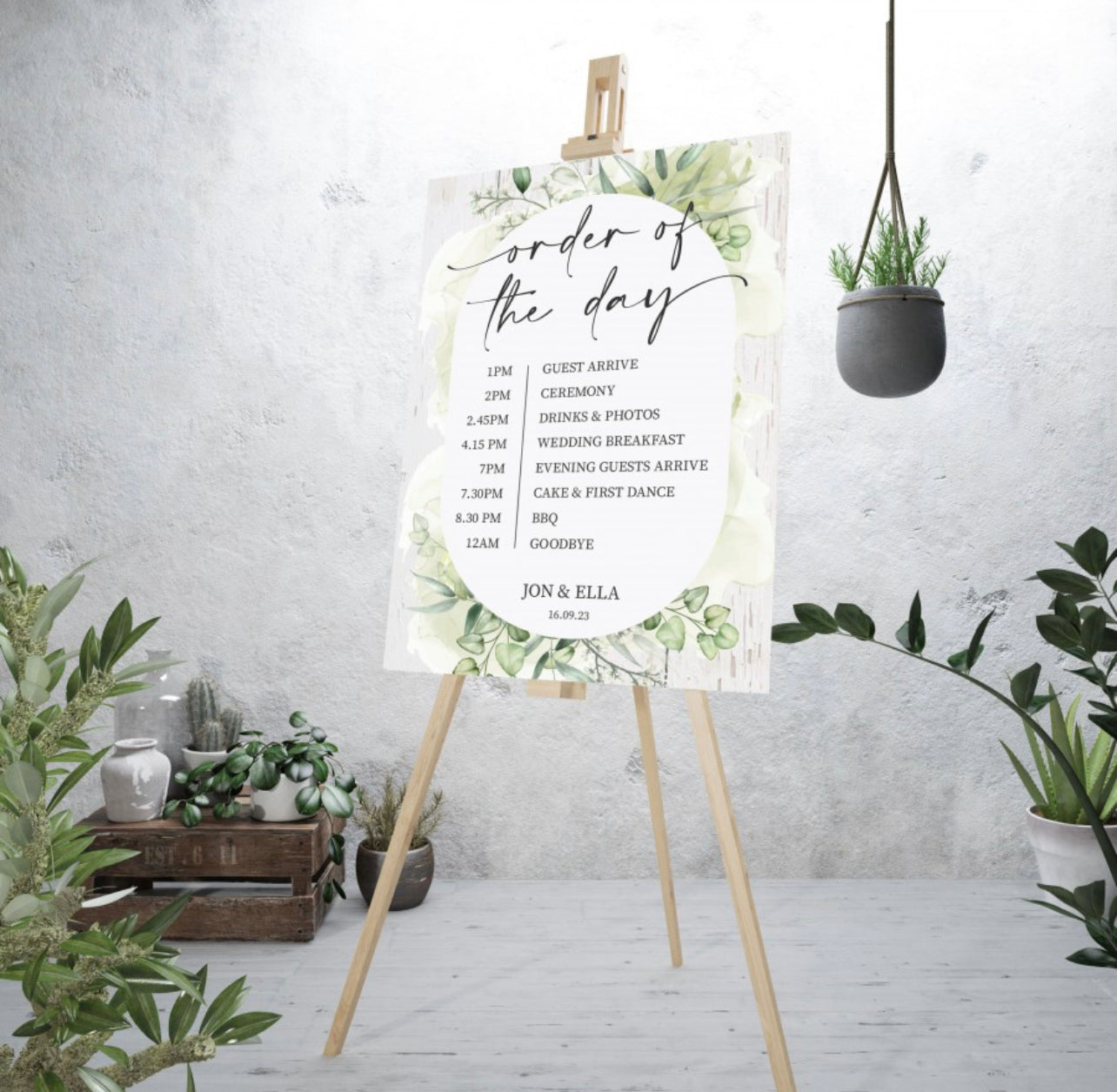 Botanical White Wood Order Of The Day Board