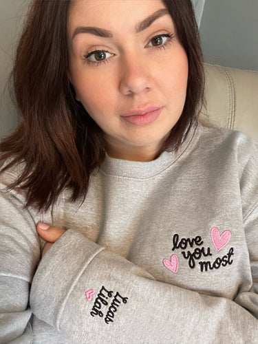 Embroidered Matching Love You Sweater MAMA - Cute as a Button by Laura