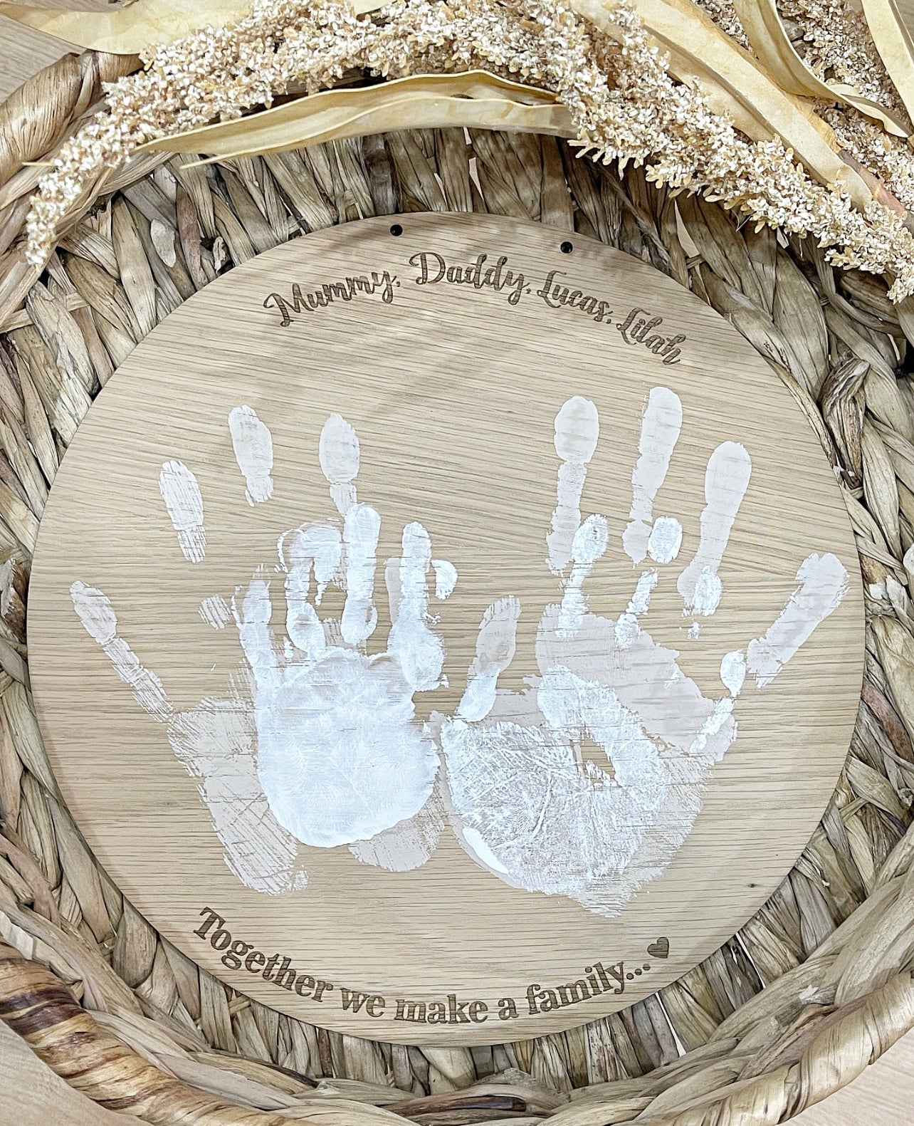 Engraved Family Handprint Plaque - Cute as a Button by Laura