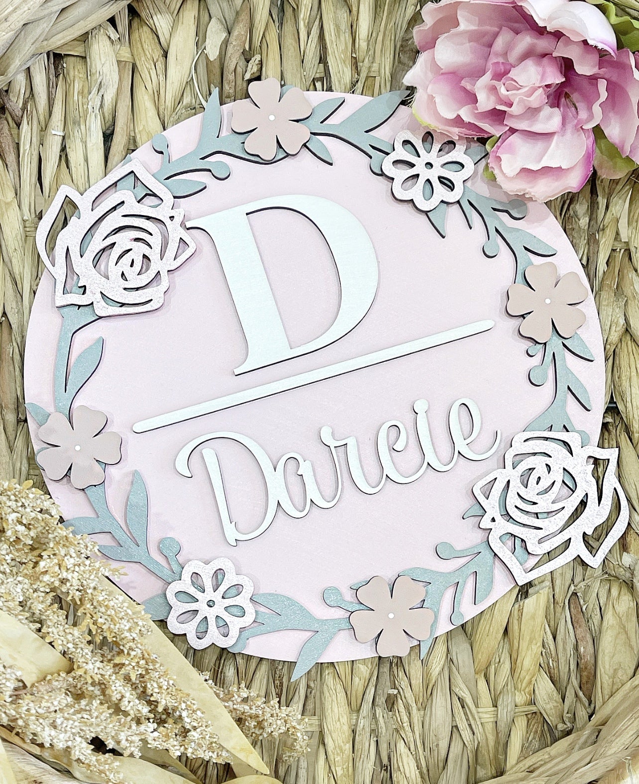 Floral Rose Plaque - Cute as a Button by Laura