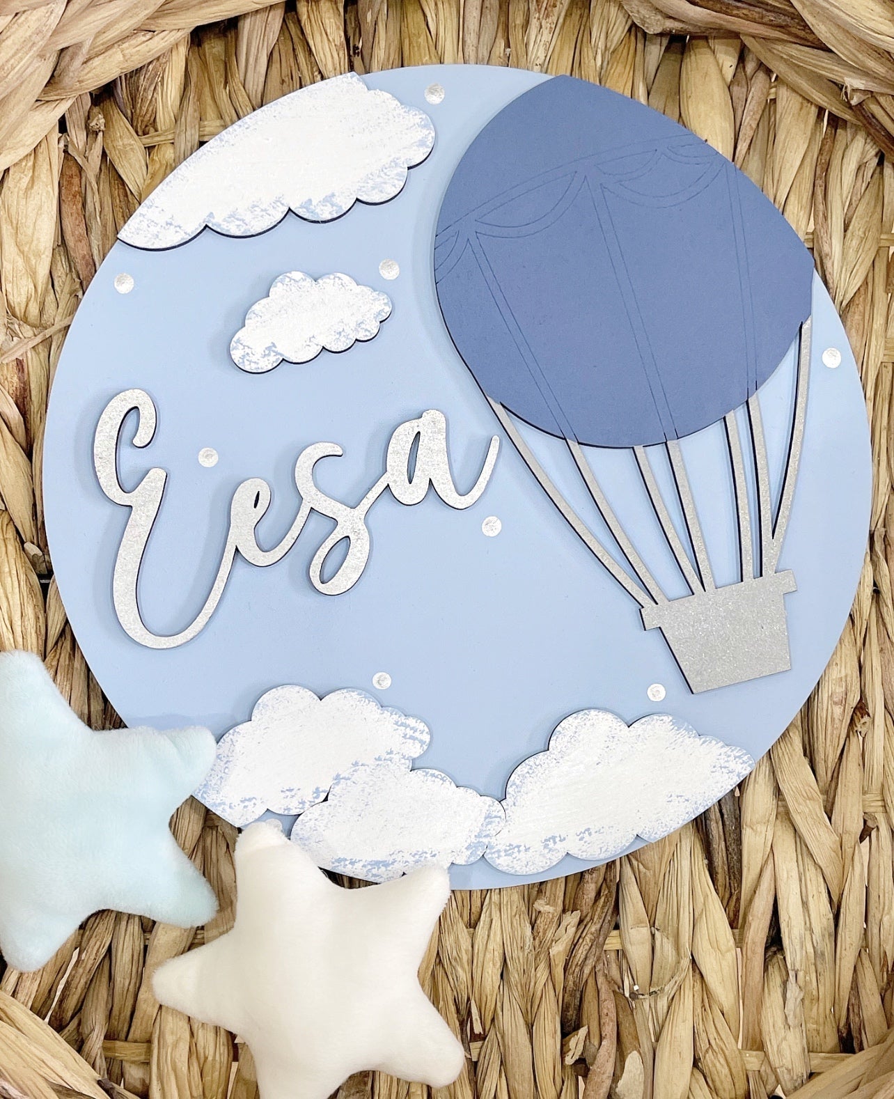 Hot Air Balloon Plaque - Cute as a Button by Laura