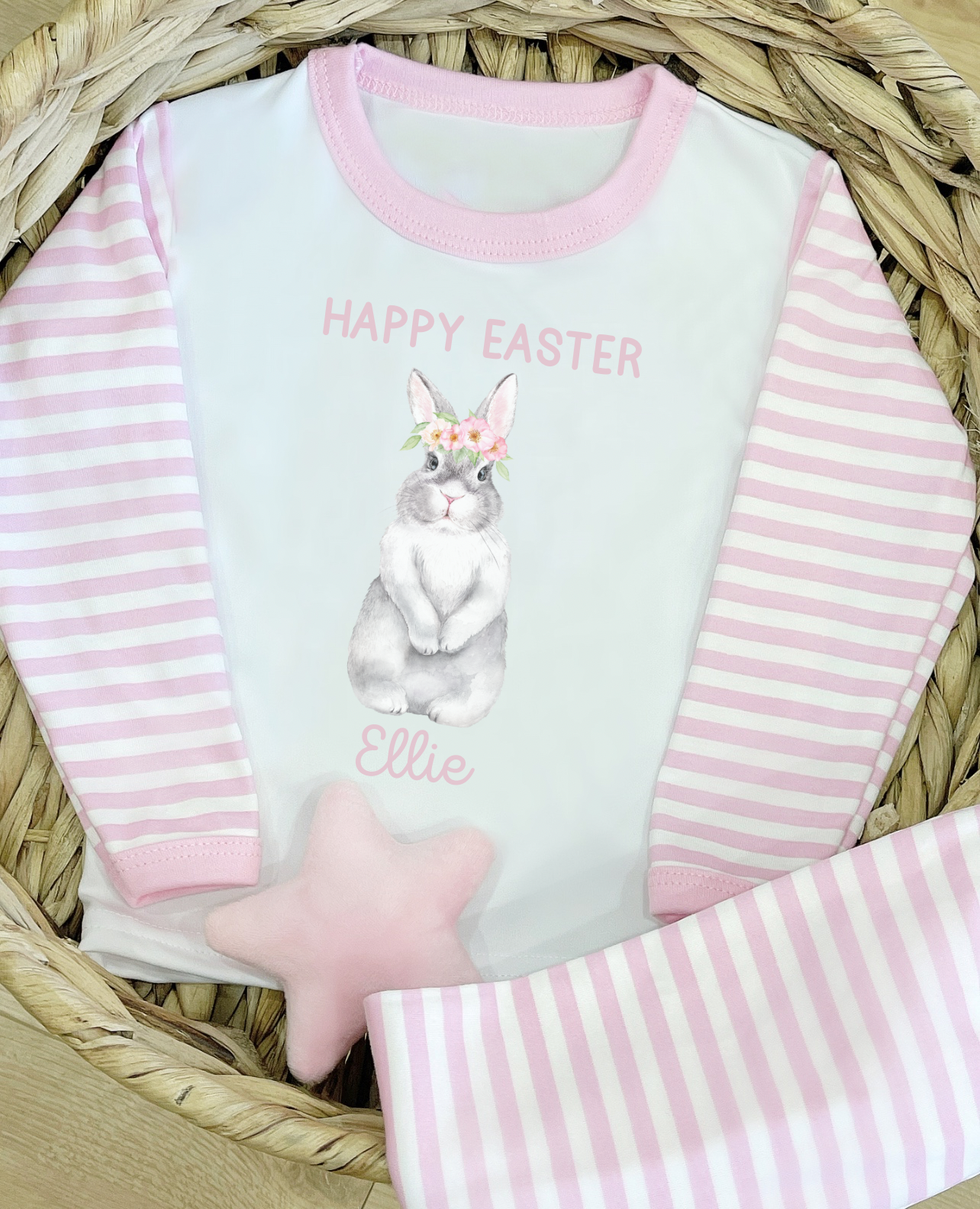Easter Bunny Pyjamas Pink Stripe