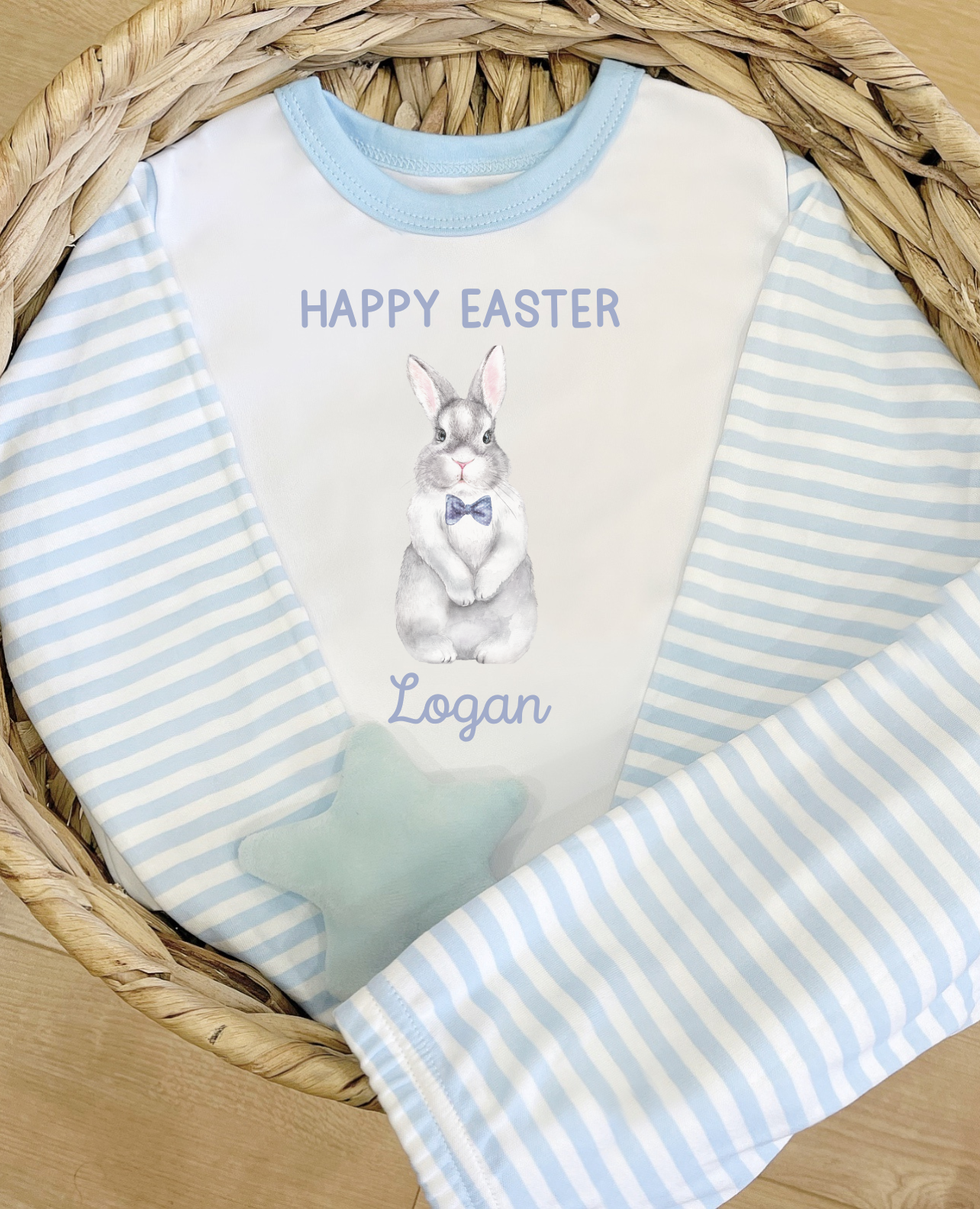 Easter Bunny Pyjamas Blue Stripe