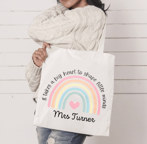 Pastel Teacher Rainbow Tote Bag - Cute as a Button by Laura
