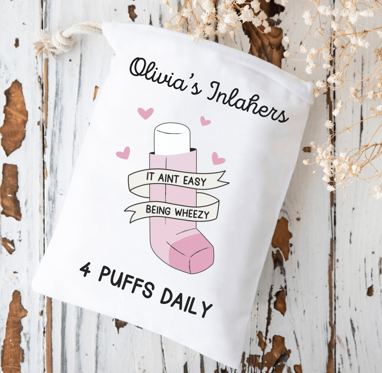 Personalised Inhaler Bag - Cute as a Button by Laura