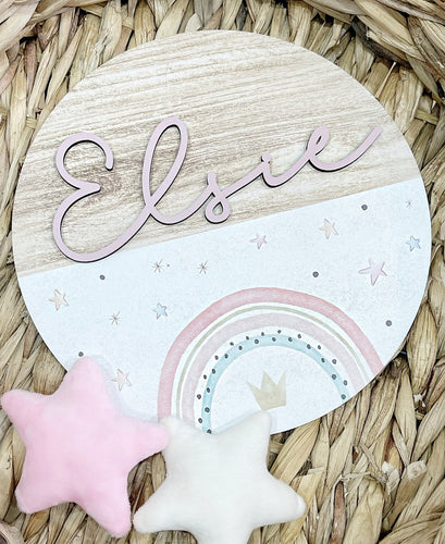 Pink Rainbow Printed Plaque - Cute as a Button by Laura