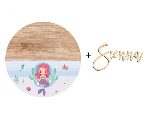 PRE ORDER Printed Mermaid Plaque - Cute as a Button by Laura