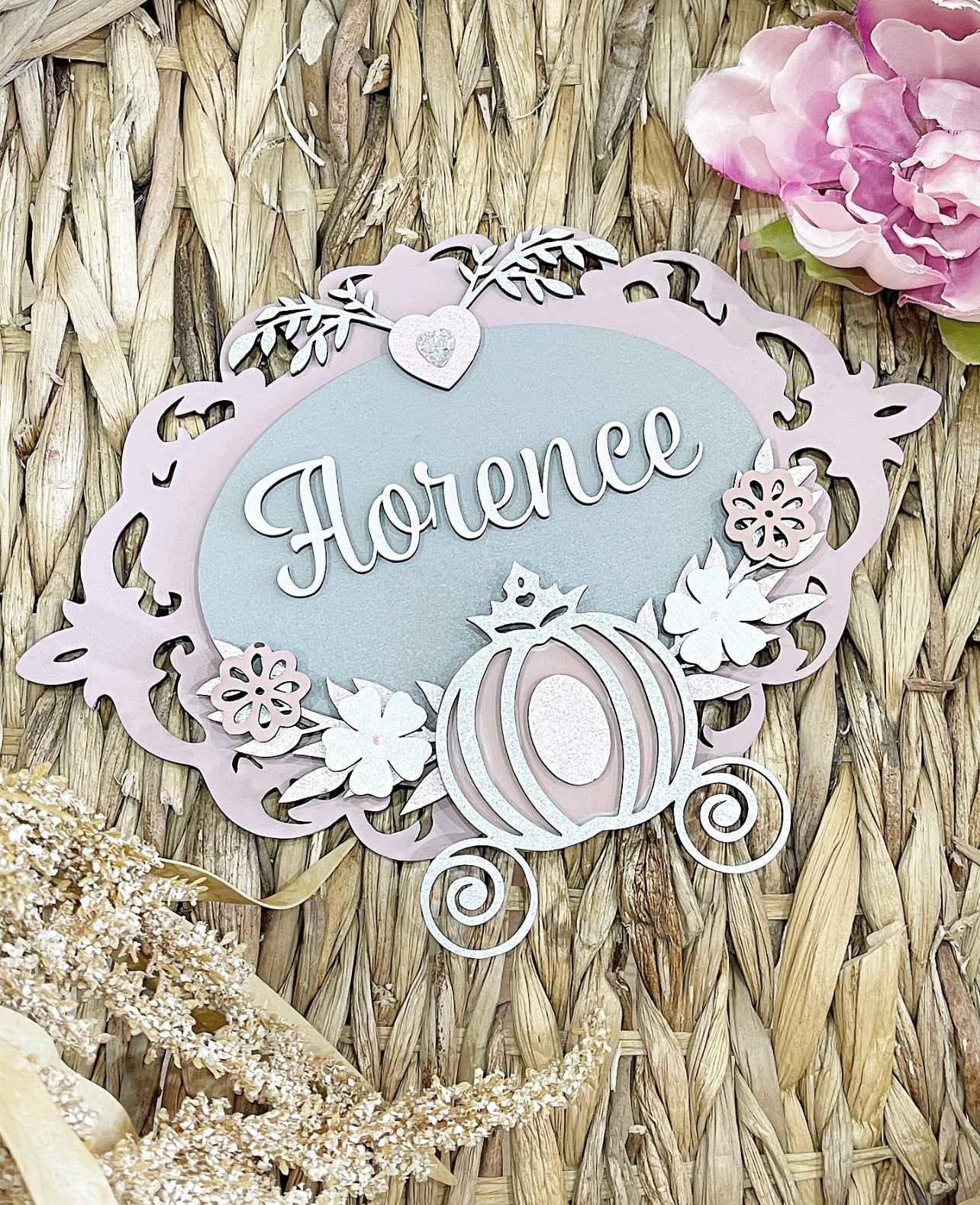Princess Carriage Plaque Oval - Cute as a Button by Laura